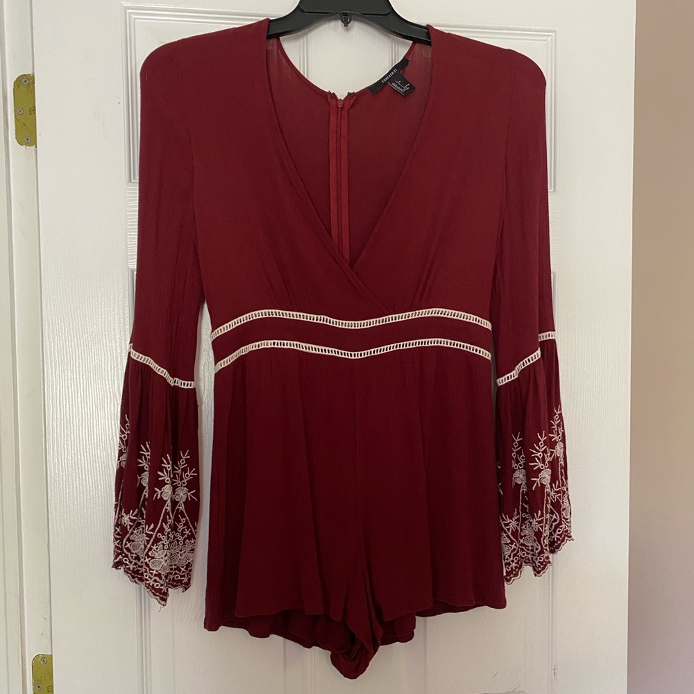 Maroon long sleeve romper